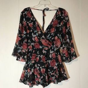 Band of Gypsies black floral romper
